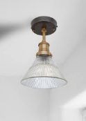 Boxed Brooklyn Vintage Antique Ribbed Glass Retro Single Pendant Light RRP £80 (Pictures Are For