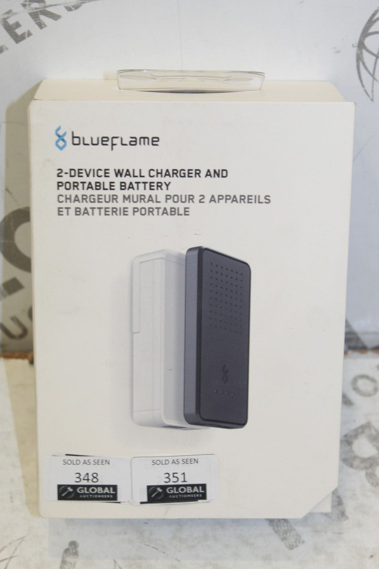 Lot to Contain 2 Boxed Brand New Blue Flame Voice Wall Chargers with Portable, Removable Battery