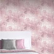 Lot To Contain 6 Brand New Rolls Of Art House Pink & Silver Designer Wallpaper Combined RRP £180 (