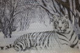 Lot To Contain 2 Snow Tiger Canvas Wall Art Pictures RRP £90 Combined (Pictures Are For Illustration