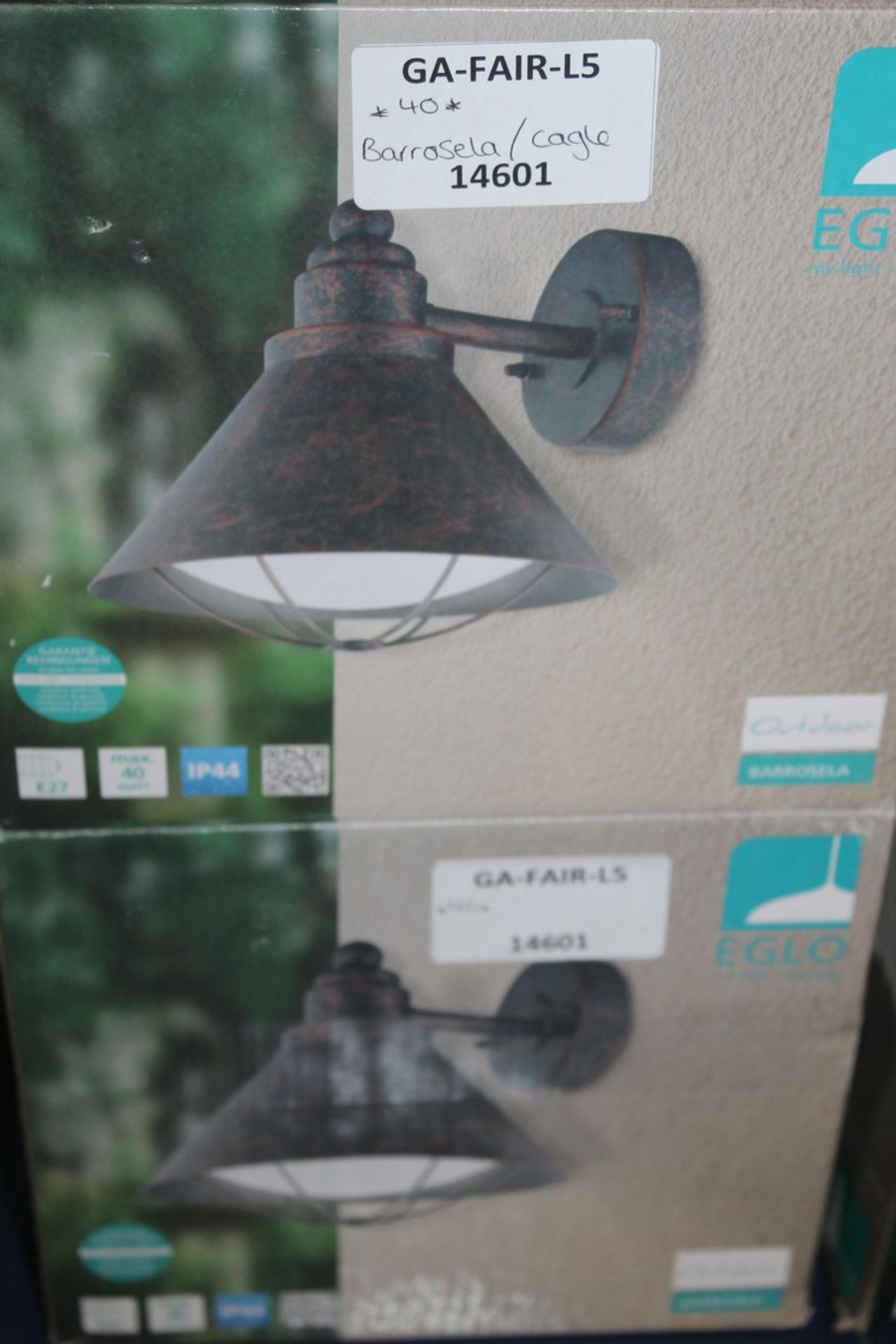 Lot To Contain 2 Boxed Eglow Barrosela/Cagale Outdoor Wall Lights RRP £80 Combined (14601) (Pictures