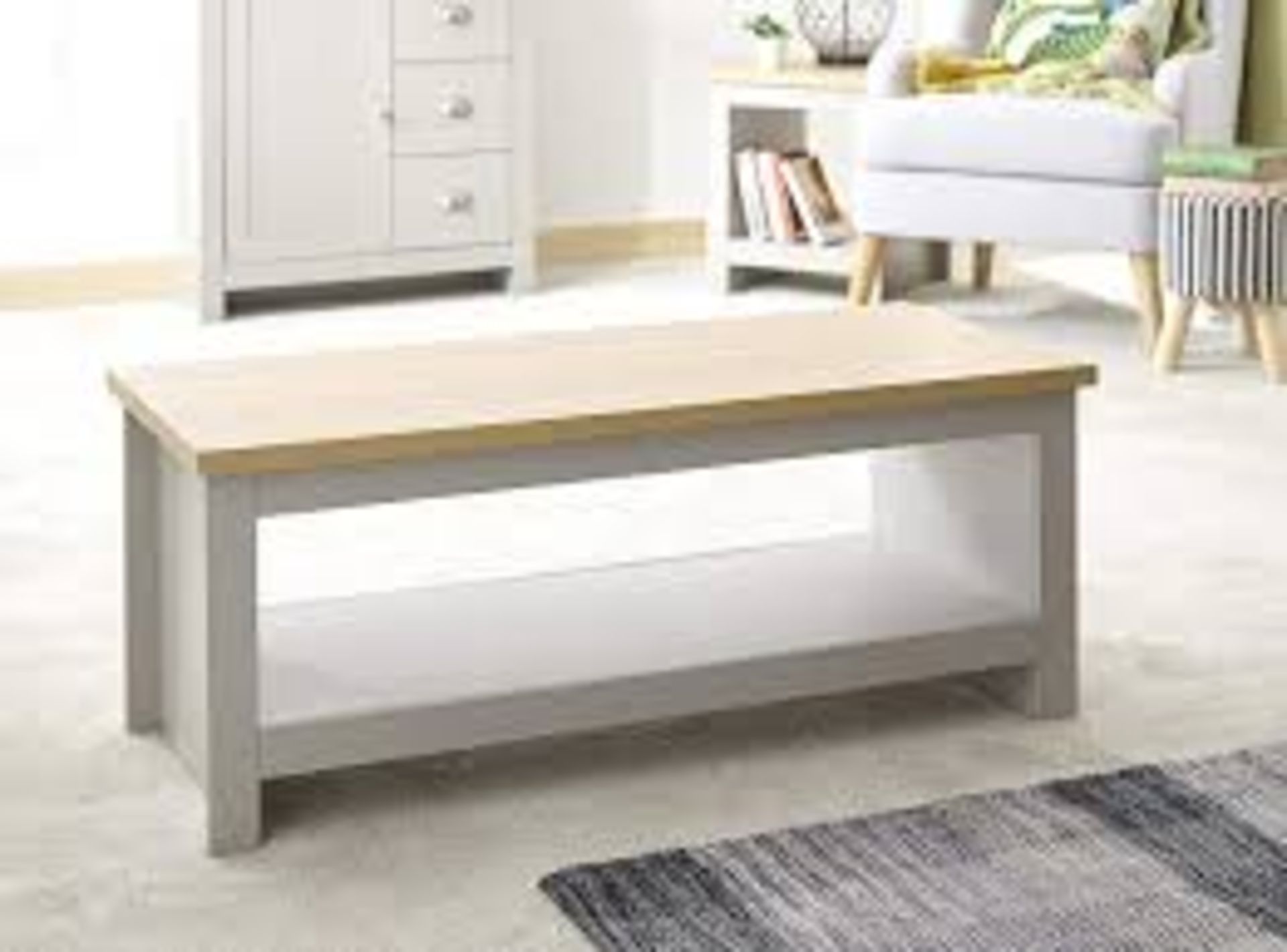 Boxed Lancaster Coffee Table With Shelf In Grey RRP £150 (18030) (Pictures Are For Illustration