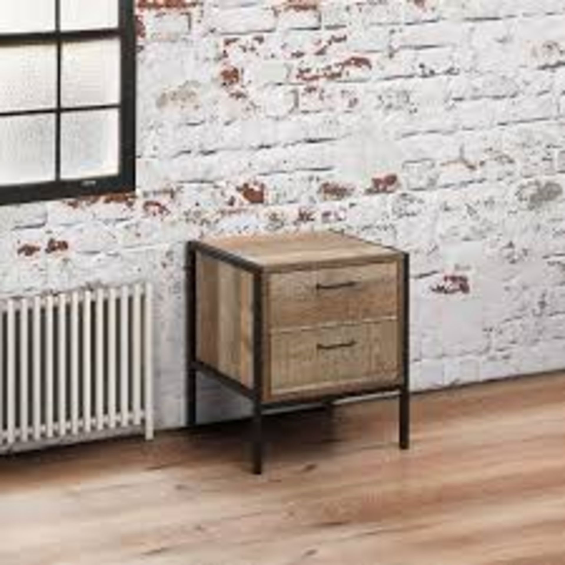 Boxed Urban 2 Drawer Bedside Rustic Cabinet RRP £80 (19138) (Pictures Are For Illustration