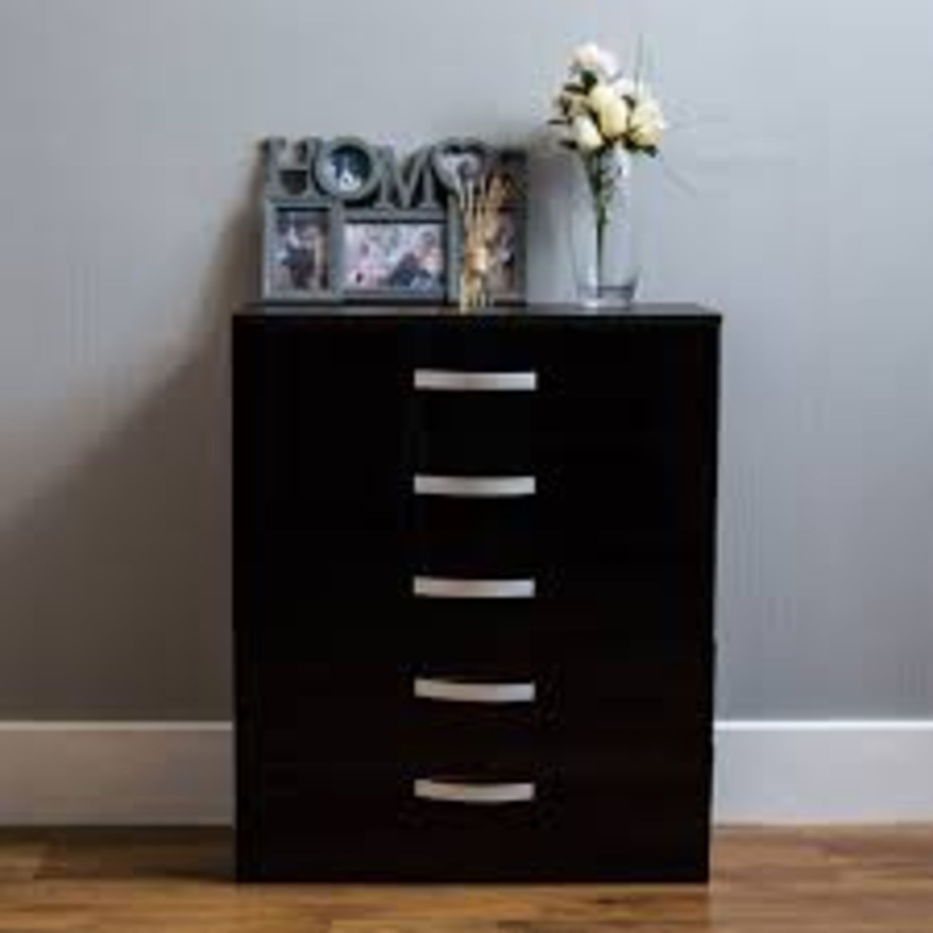 Boxed Vida Design Hulio 5 Drawer Chest In Black RRP £70 (19138) (Pictures Are For Illustration