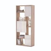 Boxed Colarado Brushed Oak Bookcase With 3 Doors In White Gloss RRP £160 (254923) 79.40cm x 29.9cm x