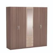 Boxed Luxor 3 Door Mirrored Wardrobe In Vulcano Oak And Basalt RRP £430 (396631) (Dimensions 142.