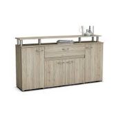 Boxed Calvi 4 Door And Drawer Wooden Side Board In Sanremo Oak RRP £190 (245993) (Dimensions