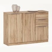 Boxed Bayern 2 Door & Drawer Small Side Table In Brushed Oak RRP £225 (401952) 120 x 35.3 x 85cm (