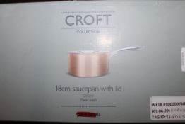 Boxed John Lewis & Partners Croft Collection 18cm Copper Sauce Pan With Lid RRP £80 (978055) (