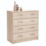 Boxed Osaka Wide Chest Of 4 Drawers In Acacia RRP £110 (117117) (Dimensions 83x41.90x87.30cm) (