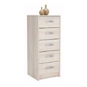 Boxed Osaka Wooden Chest Of 5 Drawers In Acacia RRP £95 (117116) (Dimensions 43.4x41.9x106.50cm) (
