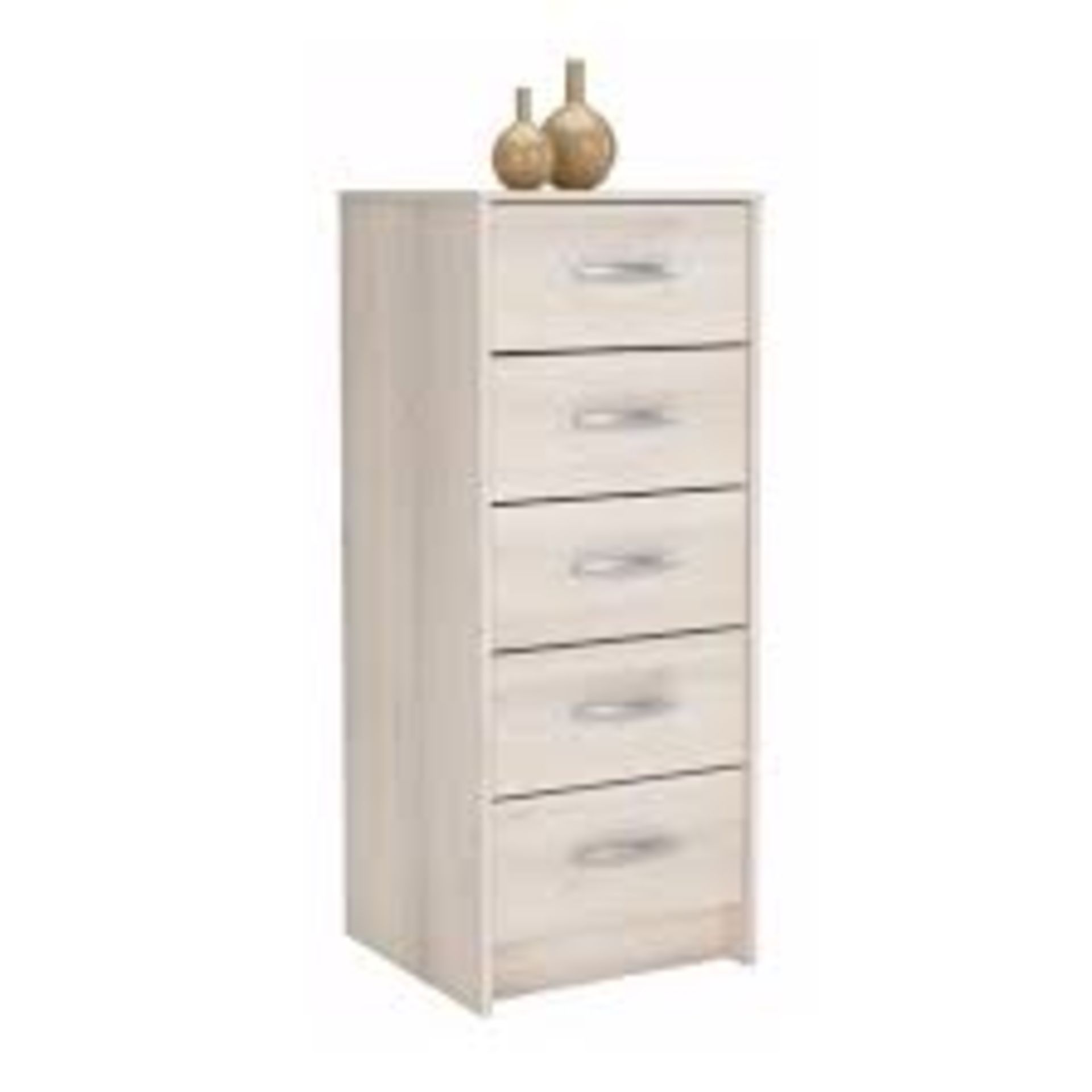 Boxed Osaka Wooden Chest Of 5 Drawers In Acacia RRP £95 (117116) (Dimensions 43.4x41.9x106.50cm) (