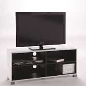 Boxed Trinity White And Black 4 Compartment LCD TV Stand RRP £65 (453218) (Dimensions 101.20x29.