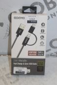 Odoyo 2 In 1 Metallic Fast Charging USB Cables RRP £30 Each (Pictures Are For Illustration