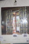 Bagged Pair Orla Kiely House Multi Stem Duck Egg 90 x 90cm Eyelet Headed Curtains RRP £120 (