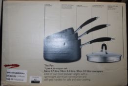 Boxed John Lewis The Pan 3 Piece Sauce Pan Set RRP £80 (980558) (Pictures Are For Illustration