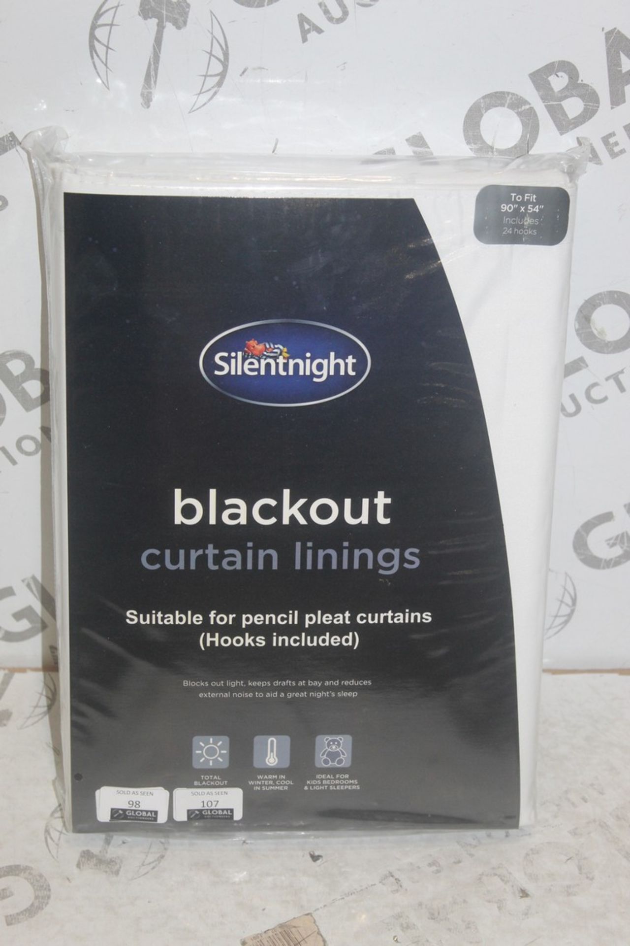 Brand New Pair Size 90 x 54" Silent Night Blackout Curtain Linings RRP £110 (Pictures Are For