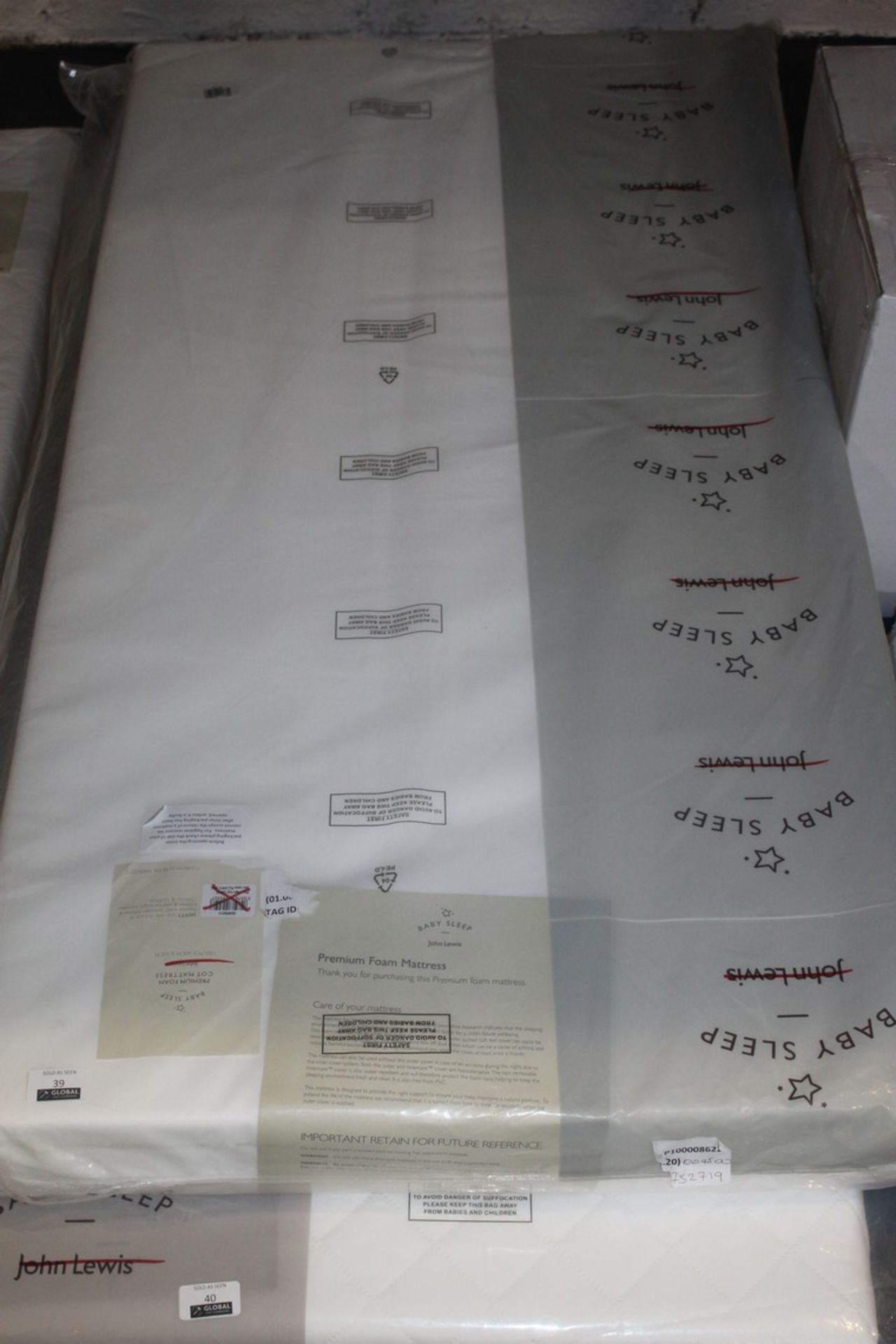 John Lewis And Partners Baby Sleep 120x60cm Premium Foam Cot Bed Mattress RRP £60 (731252) (Pictures