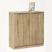 Boxed Bayern Compact Brushed Oak 2 Door Side Board Unit RRP £145 (401948) (Dimensions 80x35.