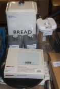 Assorted Items To Include John Lewis & Partners Electronic Scales, Pan Lid, Tea & Sugar Cannister,