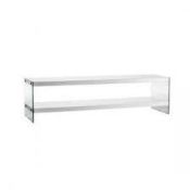 Boxed Bretton Modern Rectangular TV Stand In White With Glass Sides RRP £190 (417516) (Dimensions