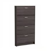 Boxed Osaka Tall Shoe Cabinet In Vulcano Oak With 4 Flat Doors RRP £80 (127113) 83 x 16 x 155cm (