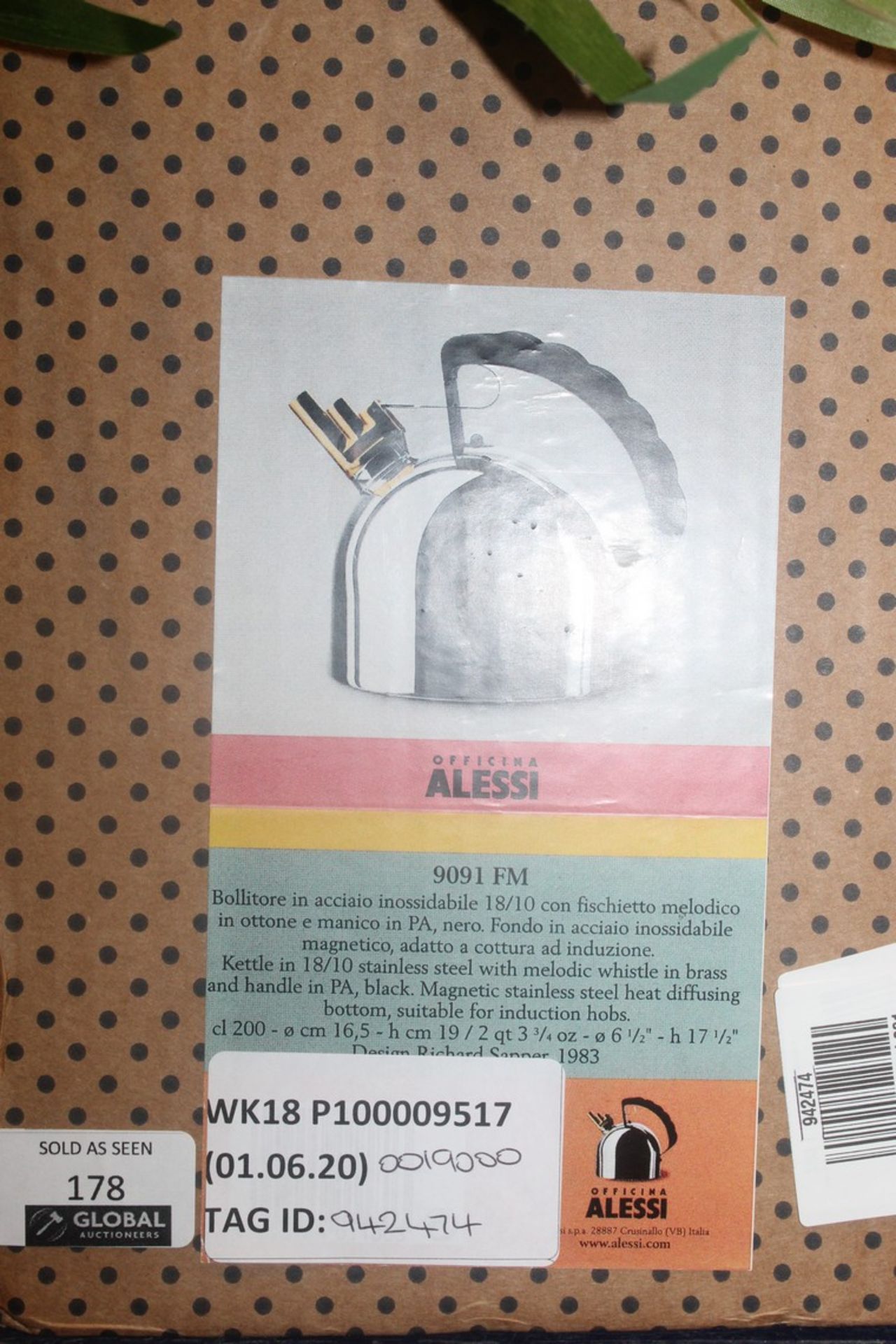 Boxed Alessi Officiana Stainless Steel Stove Top Kettle RRP £190 (942474) (Pictures Are For