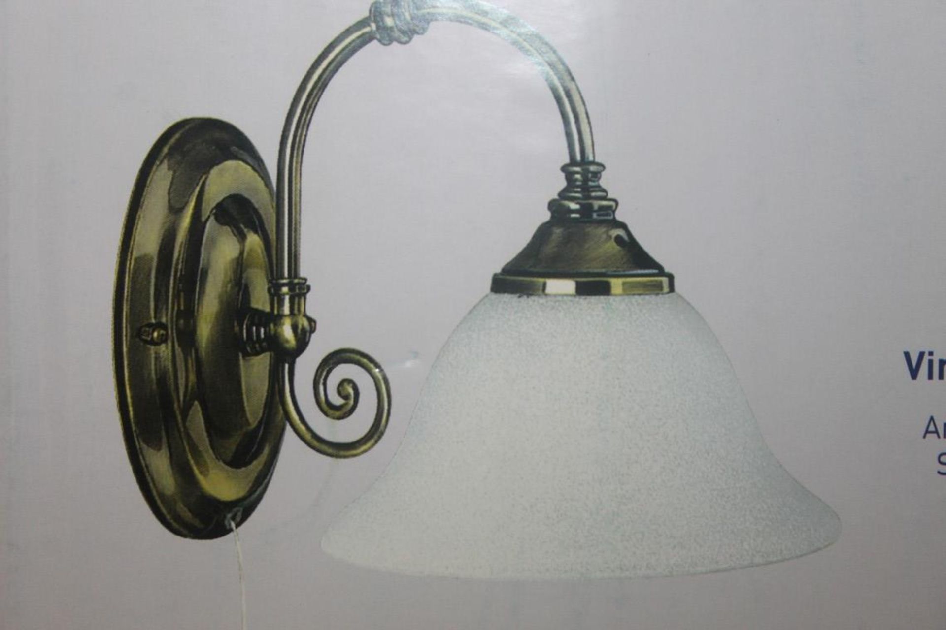 Boxed Searchlight Virginia Antique Brass Finish Wall Light With Scavo Glass Shade RRP £80 (16853) (