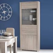 Boxed Berwick 2 Door Display Cabinet In Shannon Oak RRP £405 (306662) (Dimensions 74x42x193cm) (