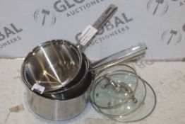 3 Piece Stainless Steel Saucepan Set RRP £110 (893827) (Pictures For Illustration Purposes Only) (