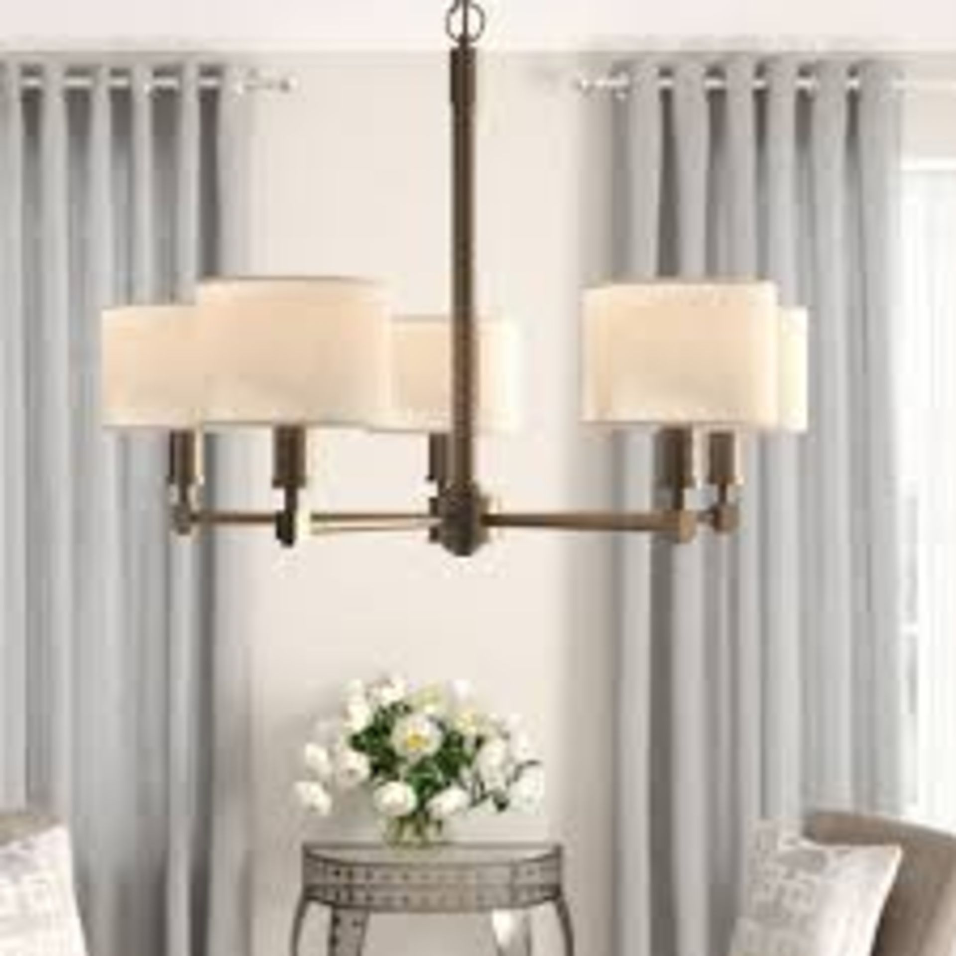 Boxed Renderos 5 Light Shaded Chandelier RRP £185 (16875) (Appraisals Are Available Upon Request) (