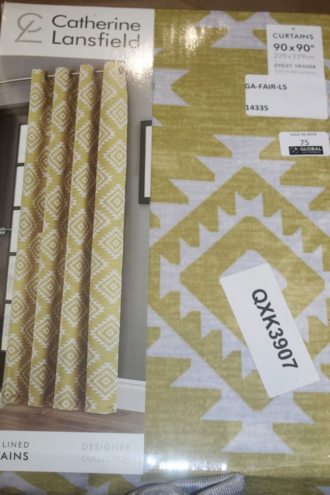 Bagged pair of Catherine Lansfield 90x90" Aztec Print Curtains RRP £80 (14335) (Appraisals Are