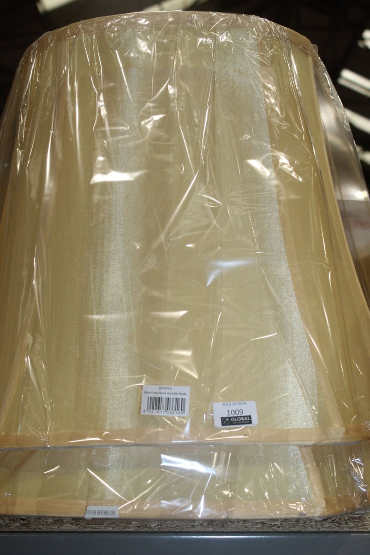 Lot To Contain 2 52cm Oval Empire Gold Silk Shades Combined RRP £100 (Appraisals Are Available