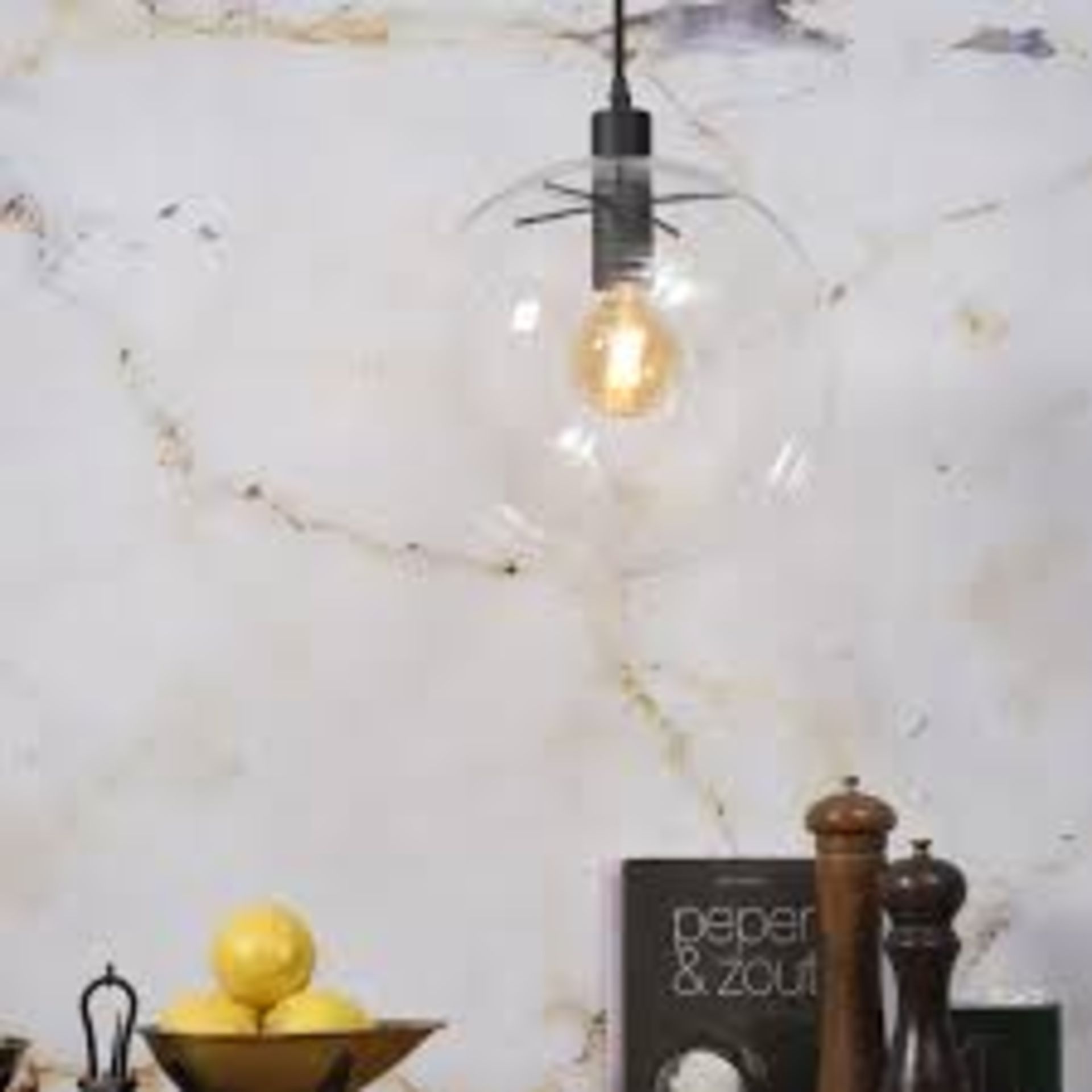 Boxed Black Warsaw Single Drop Globe Pendant Light RRP £130 (16838) (Pictures Are For Illustration