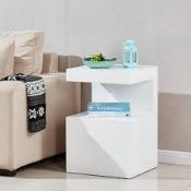 Boxed Voltaire 40x40x60CM White High Gloss Side Table RRP £130