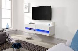 Boxed White Wooden 120cm Wall Mounted Tv Unit RRP £110 (17725)