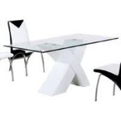 Boxed Xanti High White Gloss Base With Glass Top 160X90X75CM Dining Table RRP £610 (PLEASE NOTE THIS