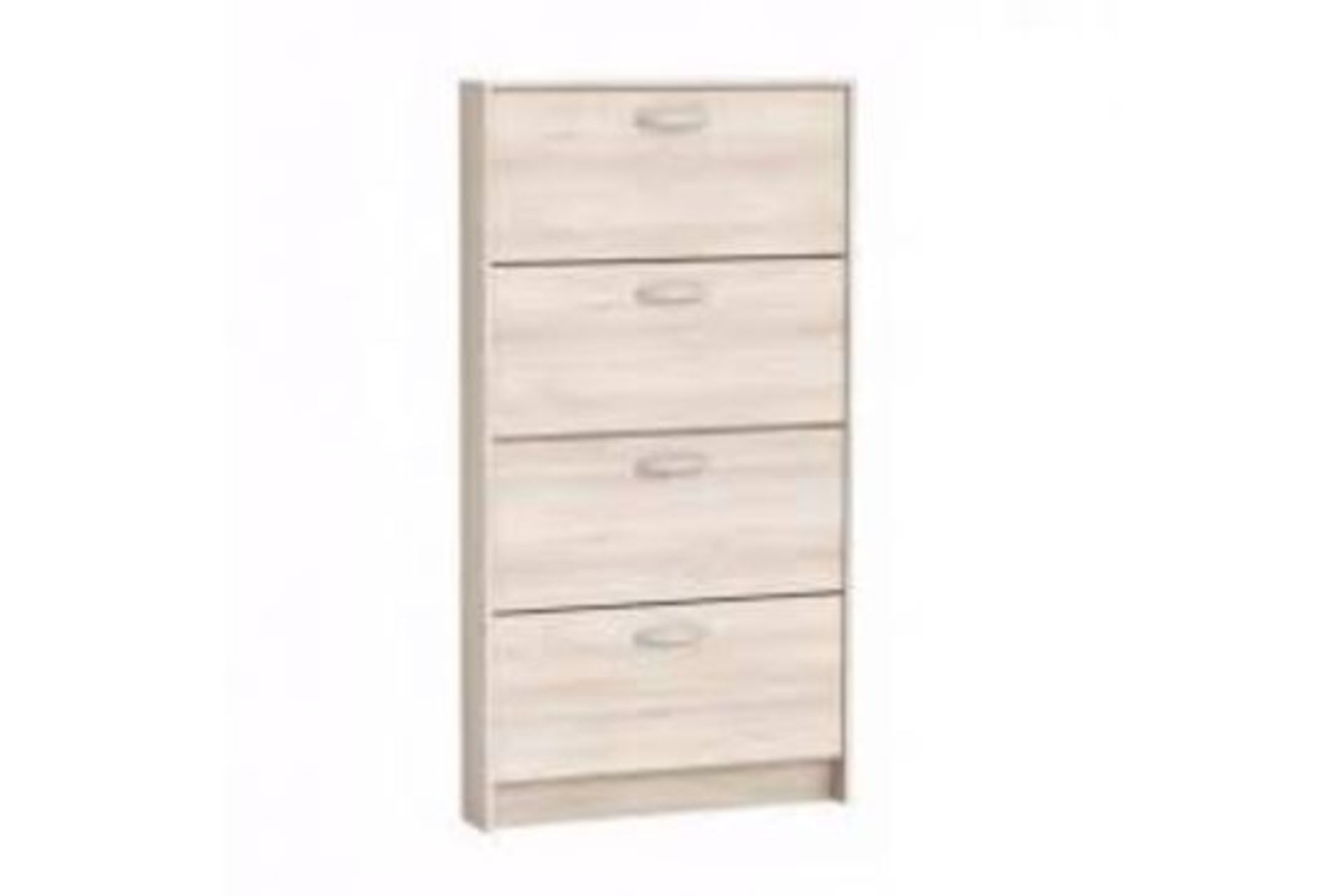 Boxed Osaka 4 Flap Doors Tall Shoe Storage Cabinet In Acacia RRP £95 (117113) (Dimensions