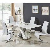 Boxed Axara (180-220)X90X76CM White And Grey High Gloss Extending Dining Table RRP £640 PLEASE