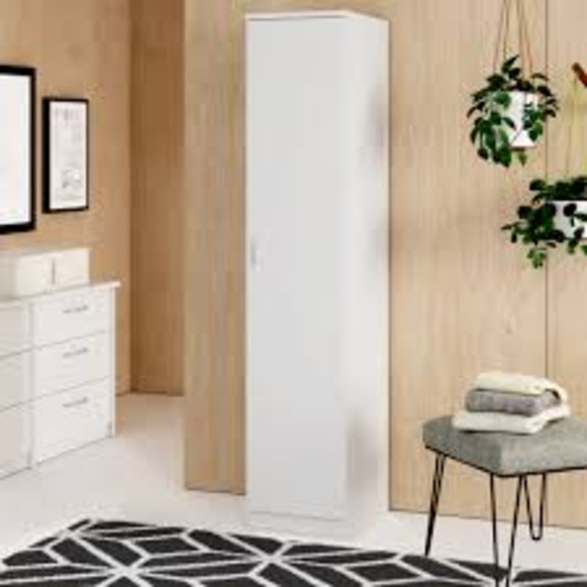 Boxed Eva Plain Single Door Wardrobe Matt White RRP £85 (18960)