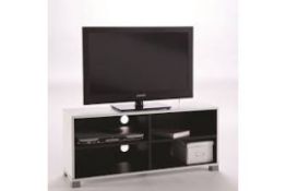 Boxed Trinity White And Black 4 Compartment LCD TV Stand RRP £65 (453218) (Dimensions 101.20x29.