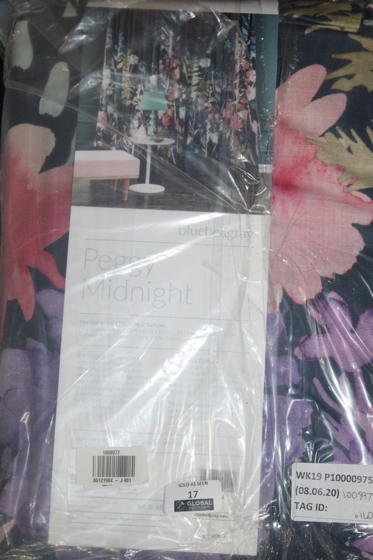 Pair Bluebellgrey Peggy Midnight Floral Print Lined Pencil Pleat Headed Curtains 167 x 137cm RRP £