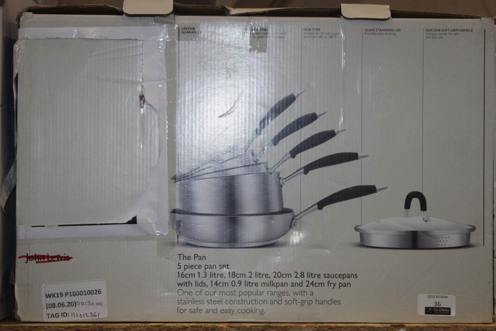 Boxed John Lewis And Partners The Pan 5 Piece Non Stick Pan Set RRP £130 (111012361) (Appraisals