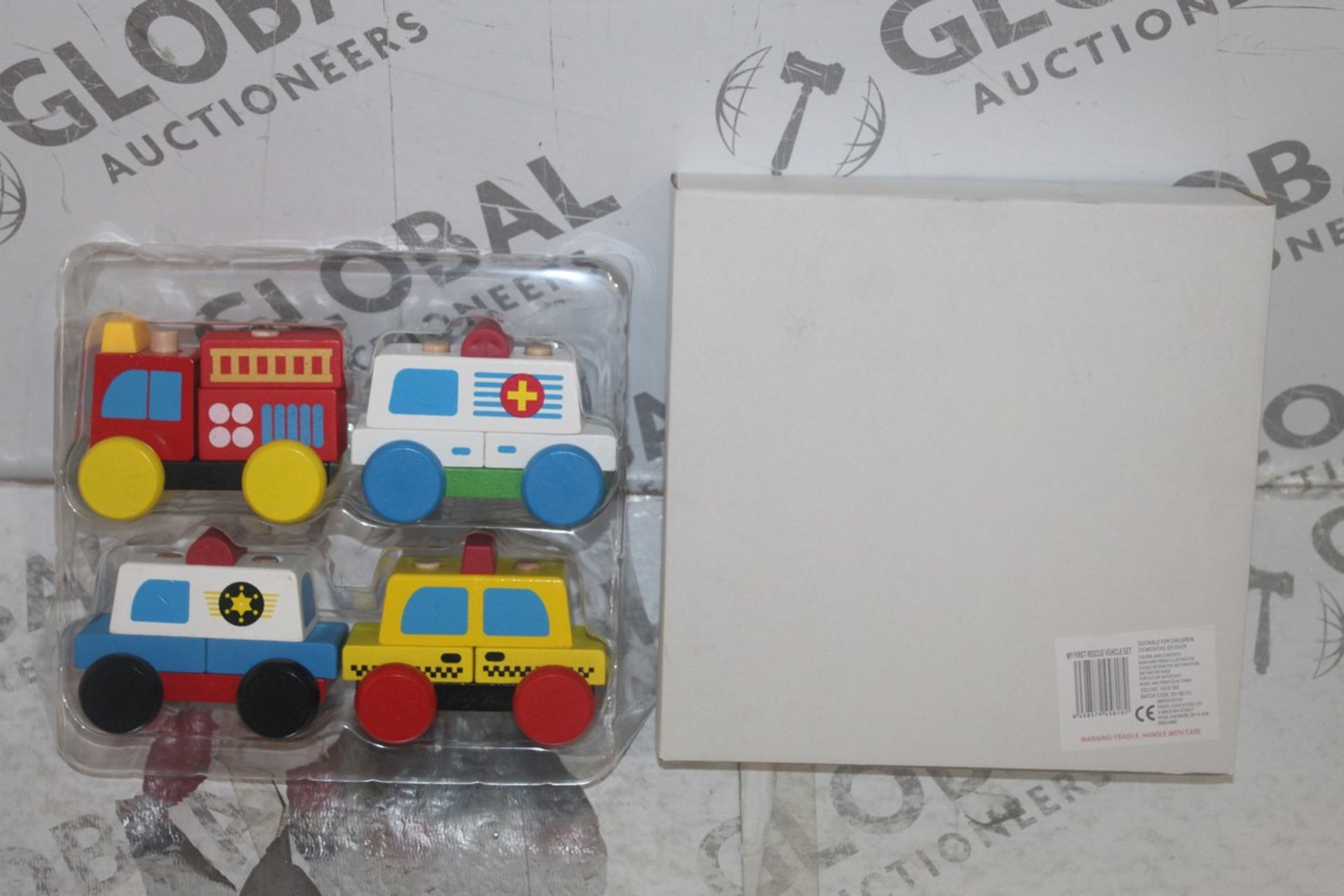 Boxed Brand New Set Of 4 Wooden My First Ememergency Vehicles Push Along Childrens Toys RRP £20 Each