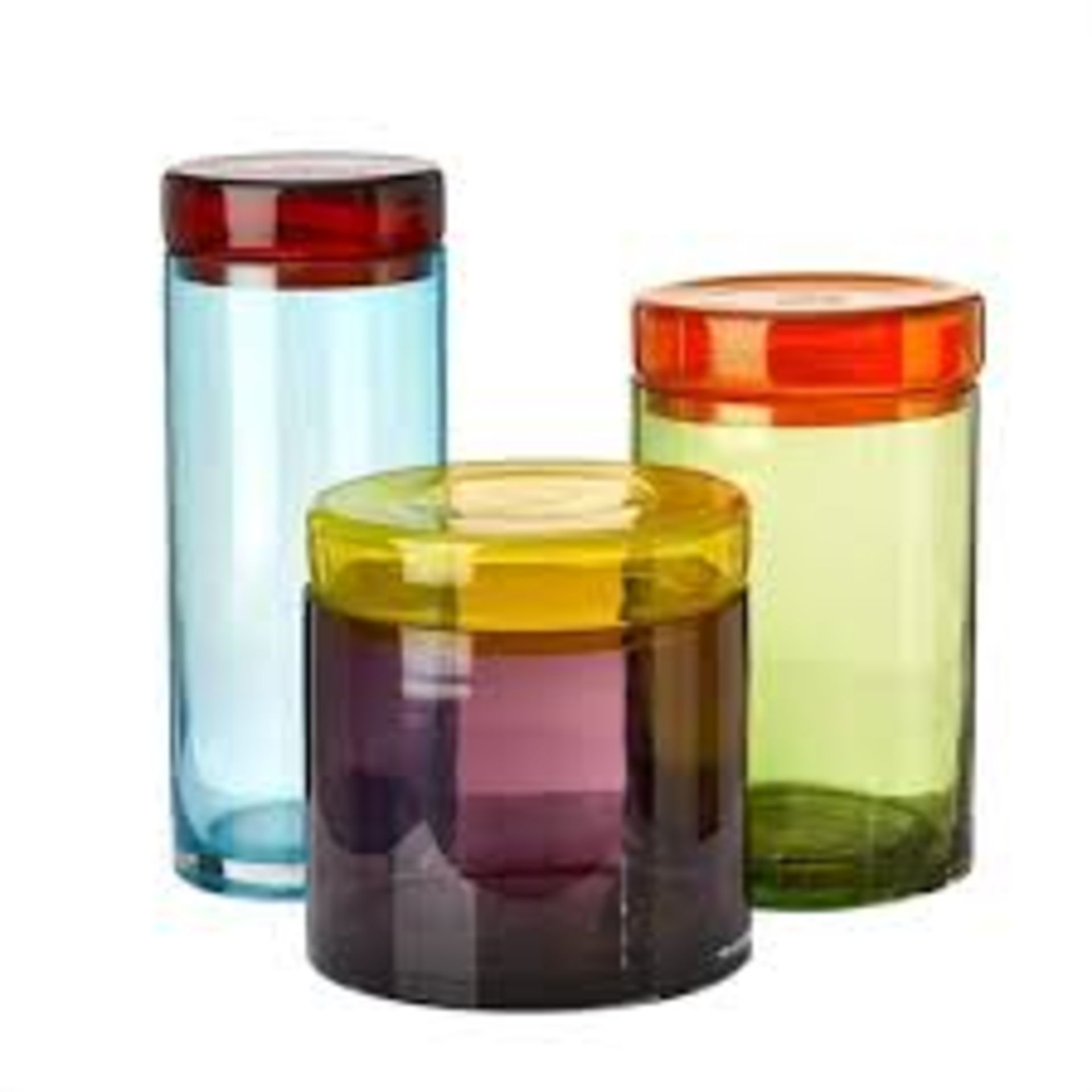 Boxed Set Of 3 Pols Potten Mix & Match Colour Set Glass Storage Cannisters RRP £150 (984984) (