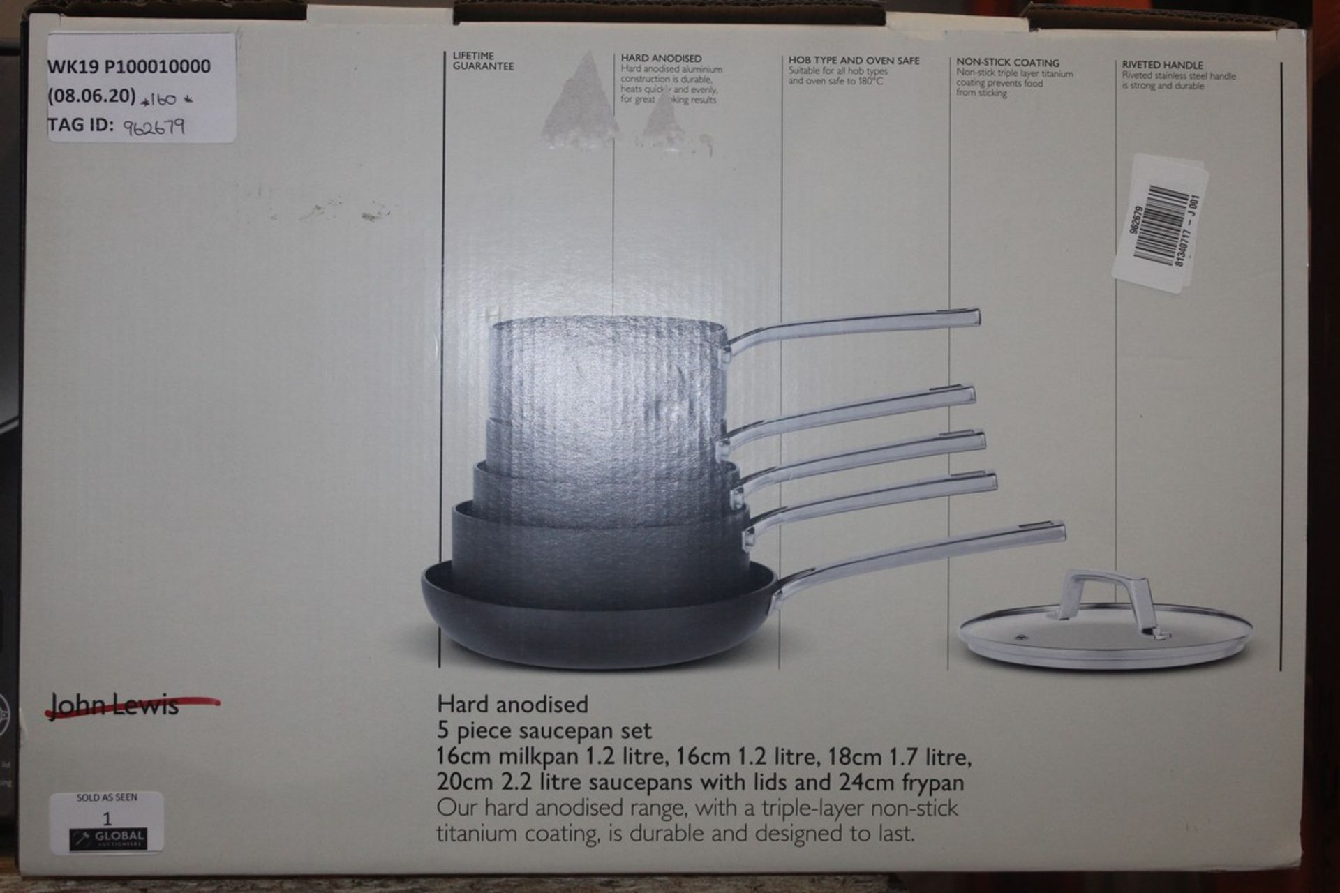 Boxed John Lewis & Partner Adonised 5 Piece Sauce Pan Set RRP £160 (962679) (Pictures Are For