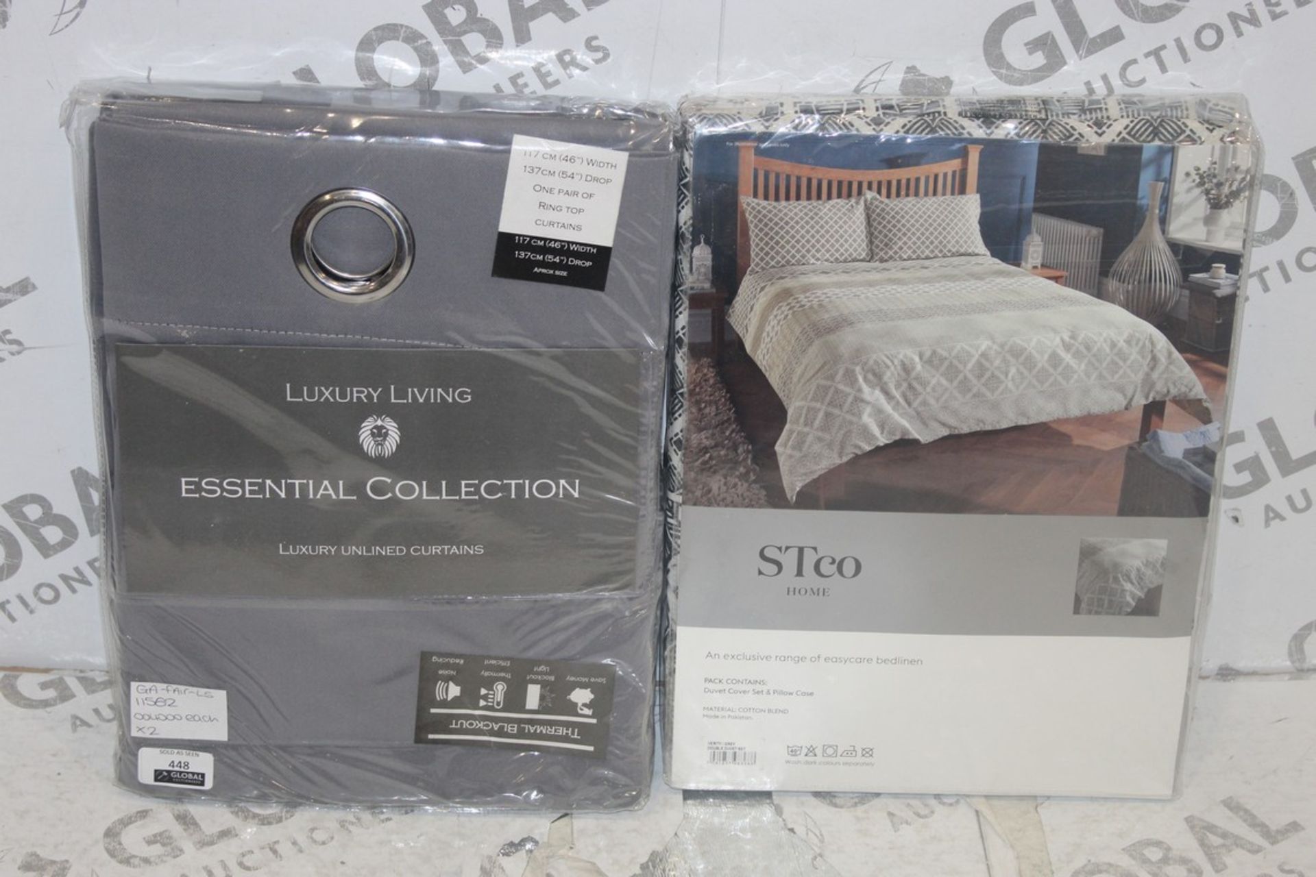 Assorted Items To Include ST & Co Home Cotton Blend Verity Grey Double Duvet Set & Luxury Living