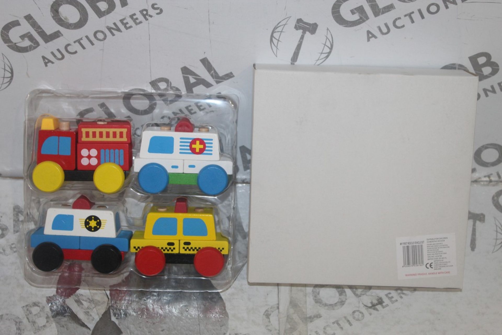 Boxed Brand New Set Of 4 Wooden My First Ememergency Vehicles Push Along Childrens Toys RRP £20 Each