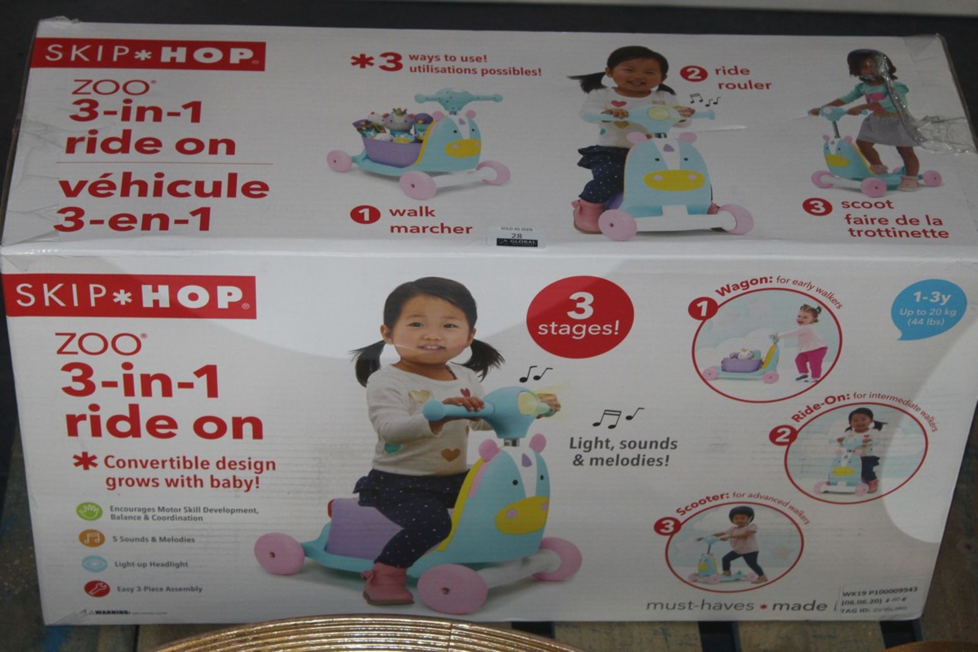 Boxed Skip Hop Zoo 3 In 1 Ride On Kids Toy RRP £60 (211964666) (Pictures Are For Illustration