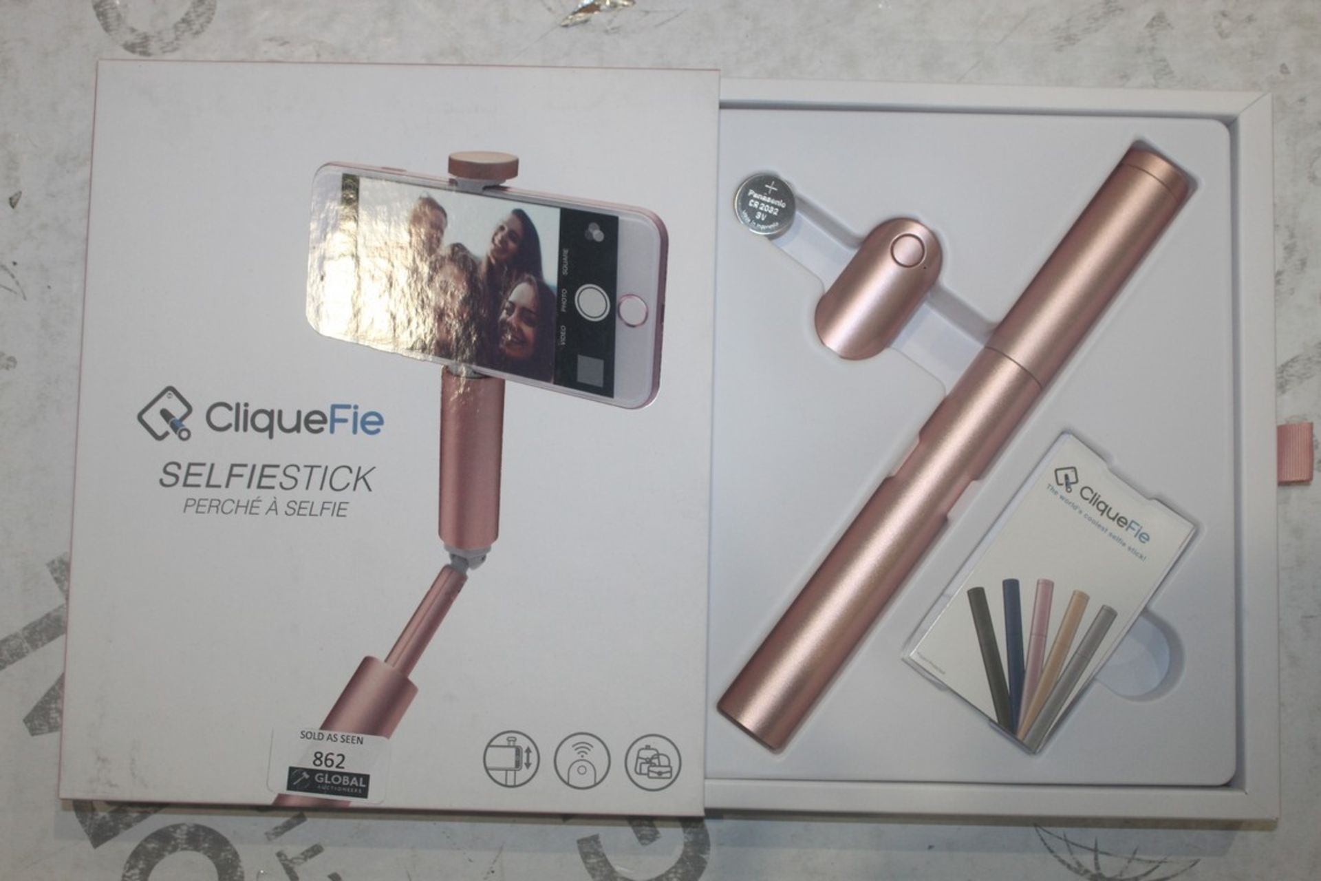 Boxed Cliquefie Rose Gold Selfie Stick RRP £40 Each (Pictures Are For Illustration Purposes Only) (